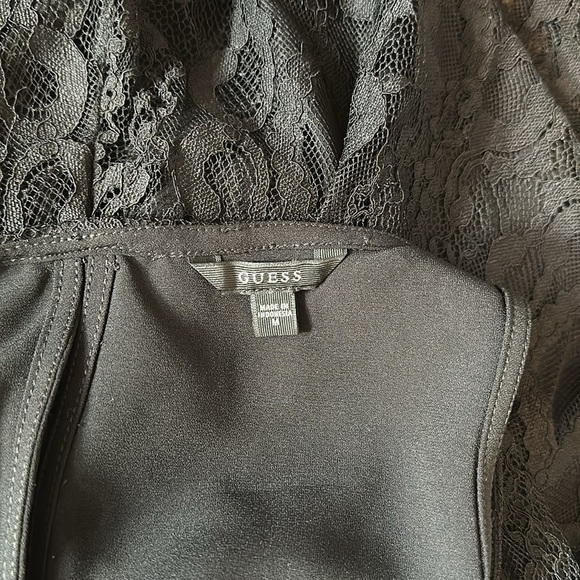 Guess Black Midi Dress with Attached Lace Cape - Picture 3 of 3